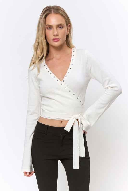 studded wrap top