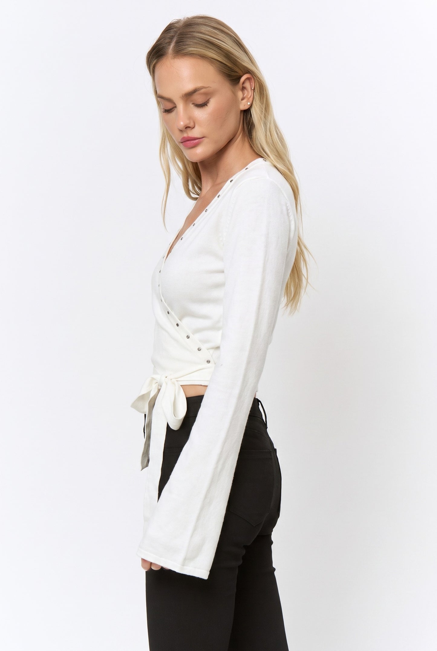 studded wrap top