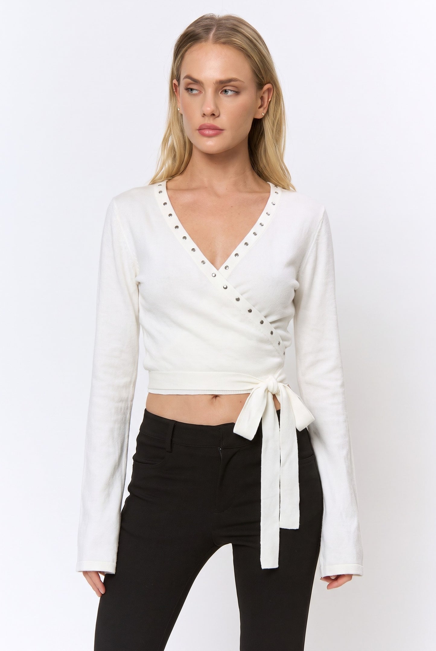 studded wrap top