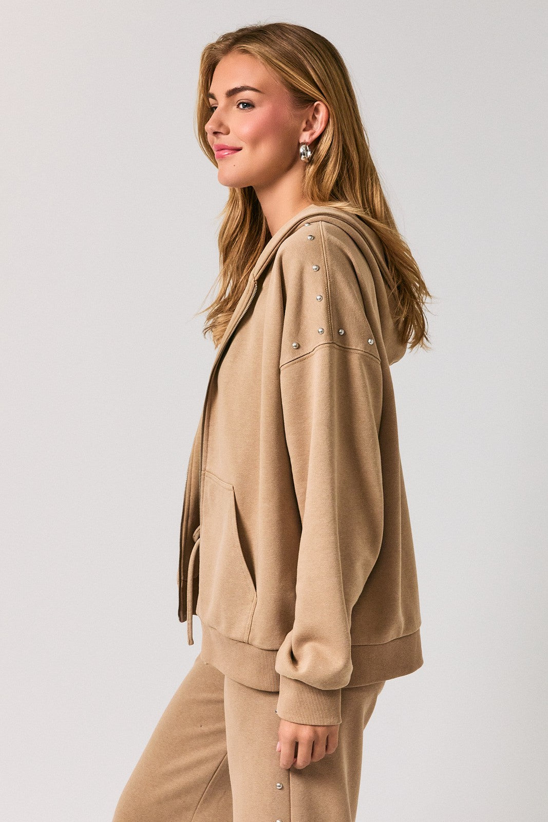 washed studded hoodie