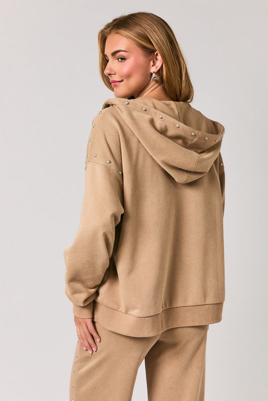 washed studded hoodie