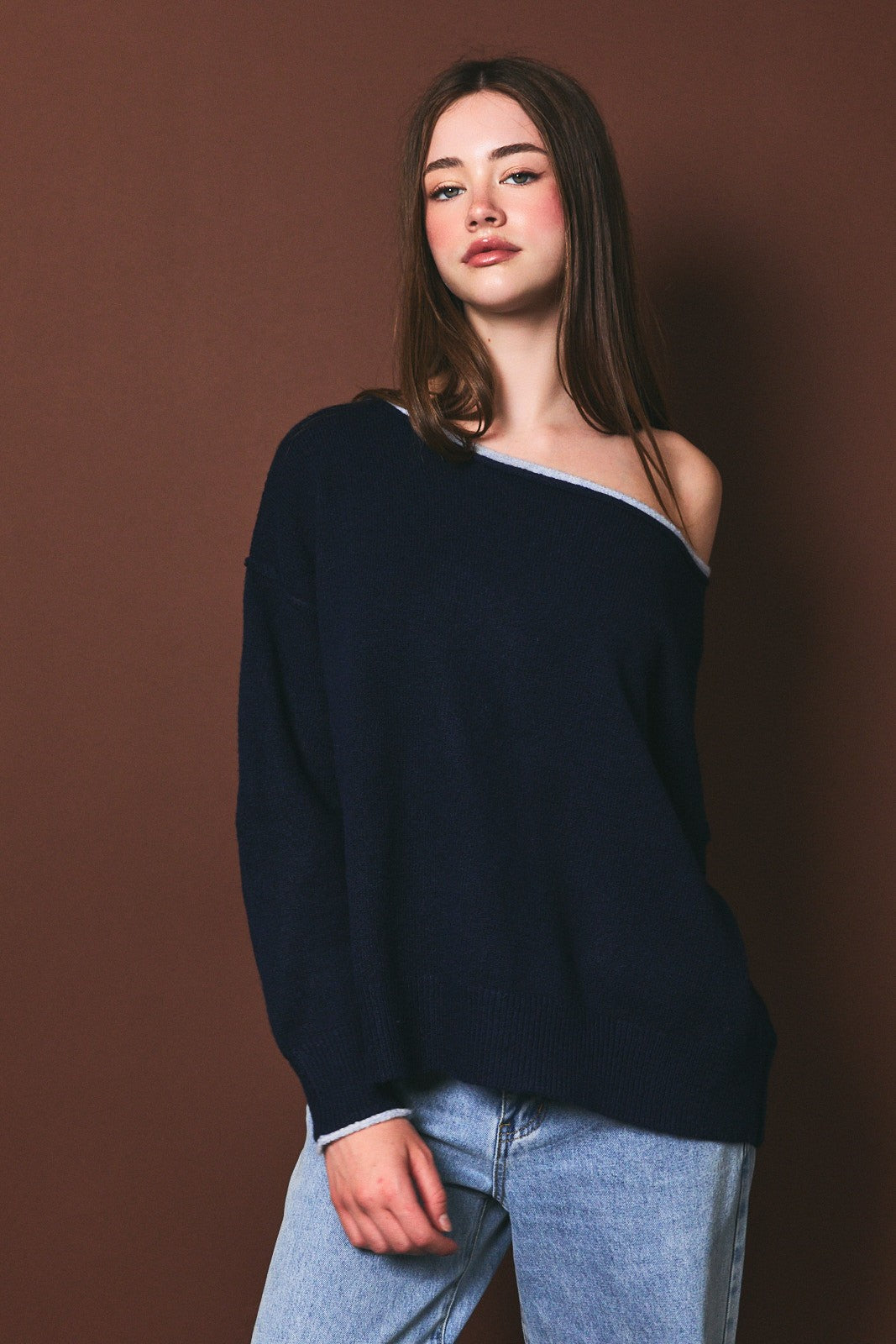 boatneck contrast sweater
