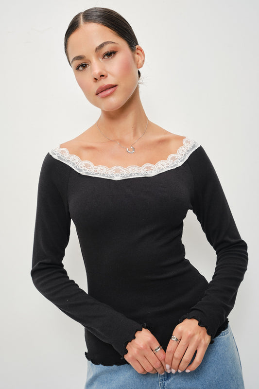 arlo lace trim top