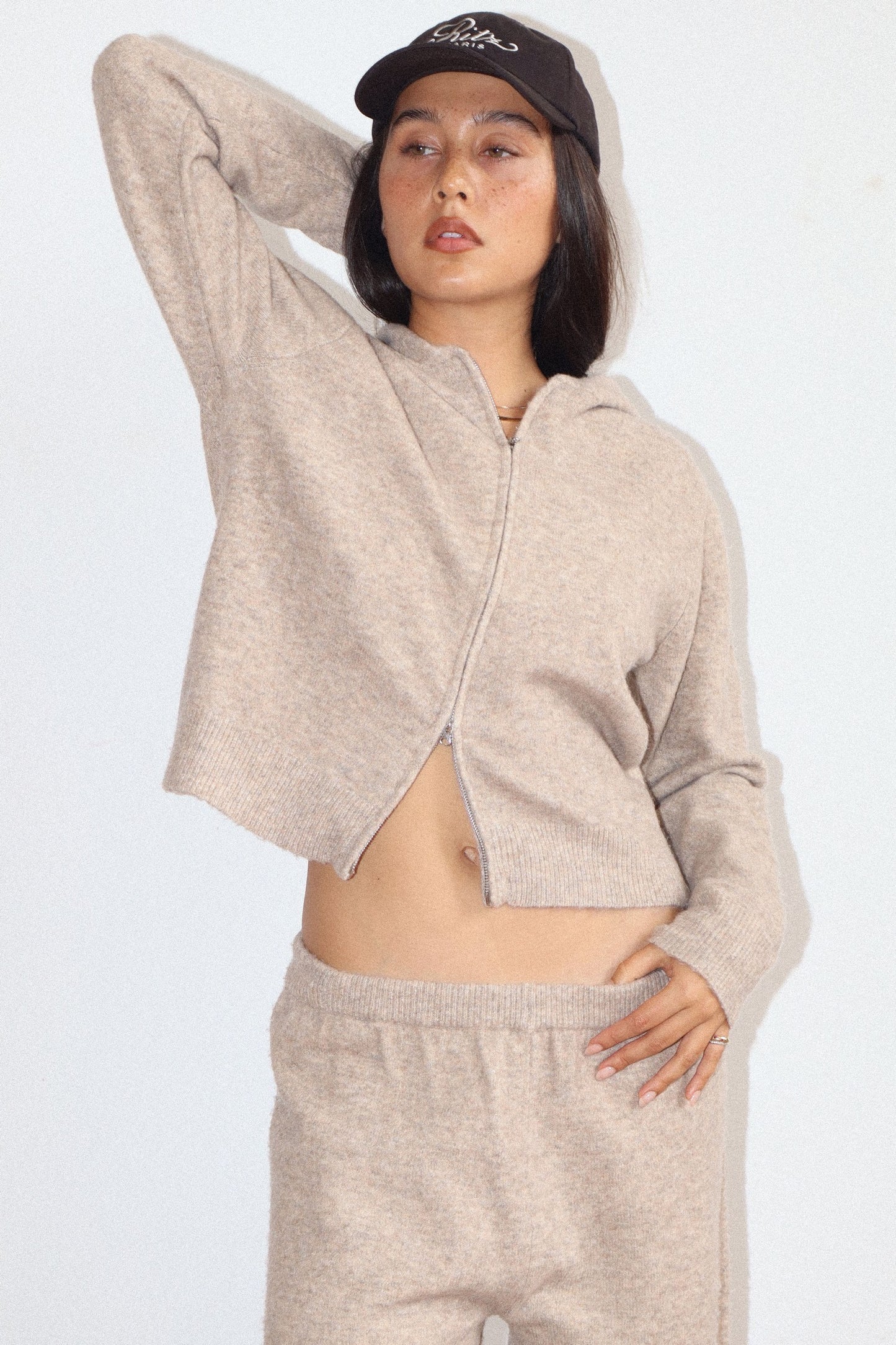oatmeal zip up hoodie