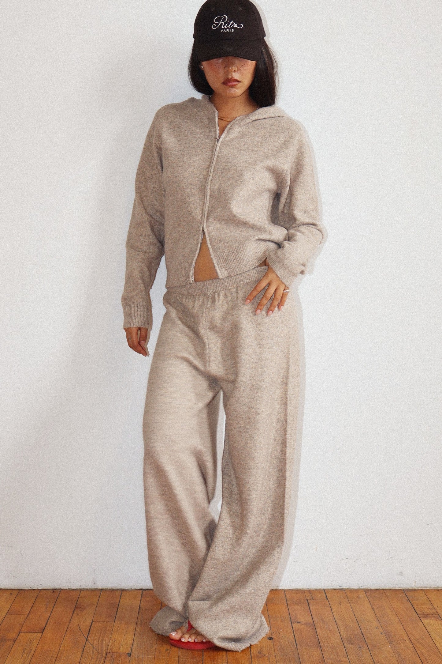 cozy knit wide leg pants