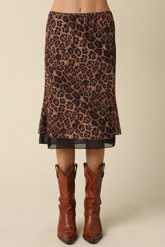 suzi leopard midi skirt