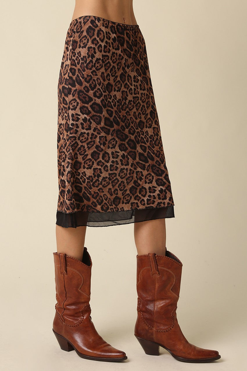 suzi leopard midi skirt