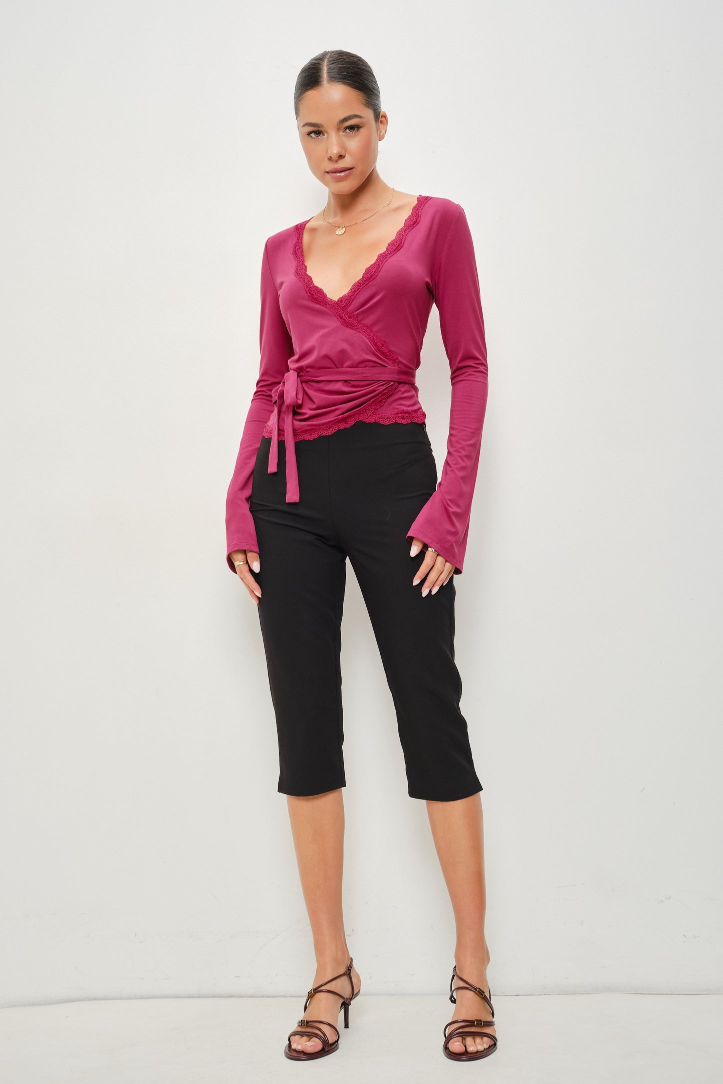 mika lace wrap top