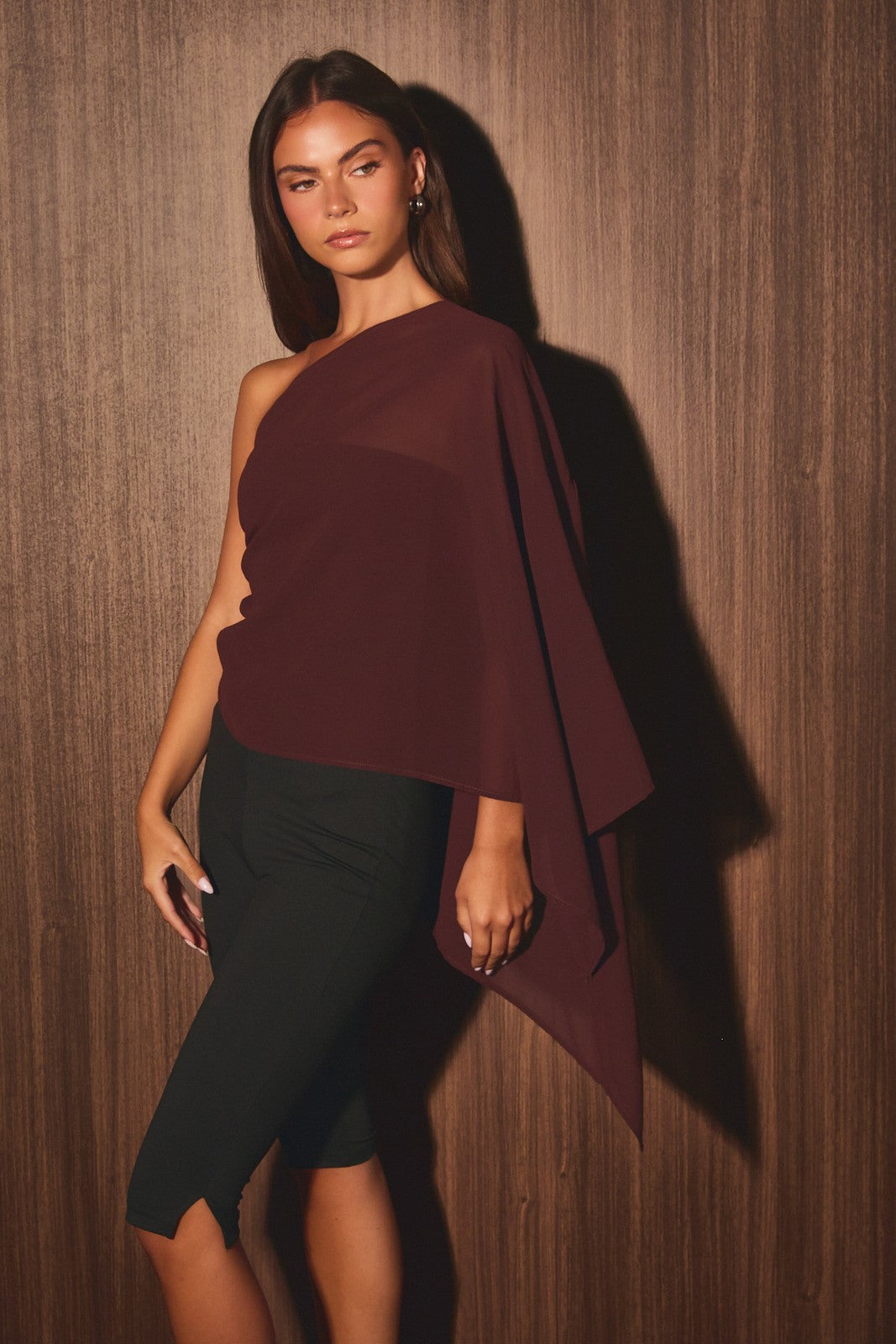 cider chiffon cape top