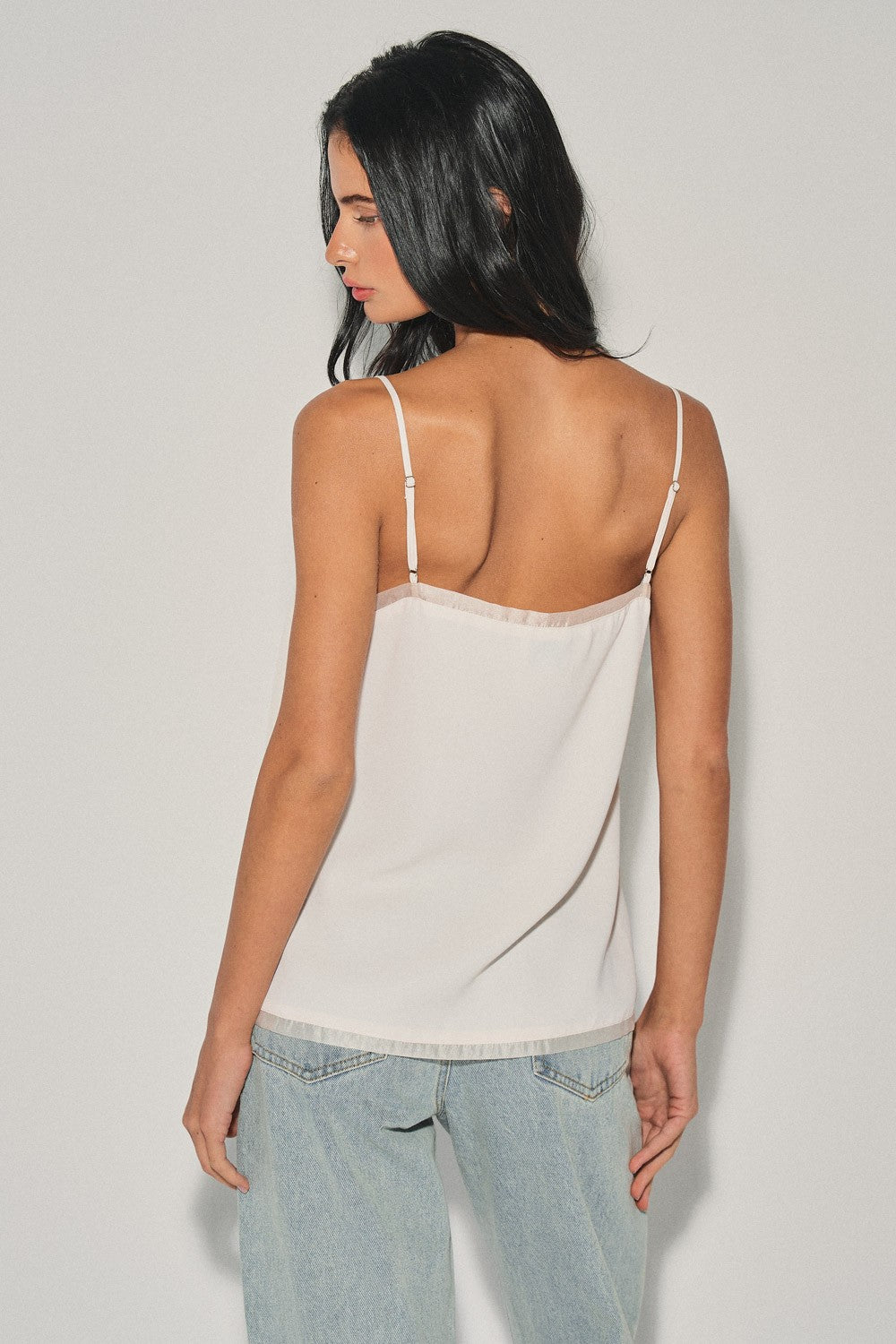 organza trim satin tank