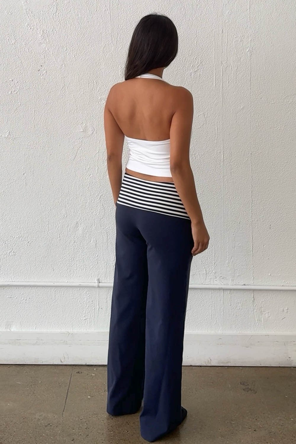 stripe contrast foldover pants
