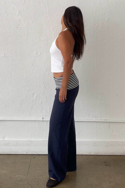 stripe contrast foldover pants
