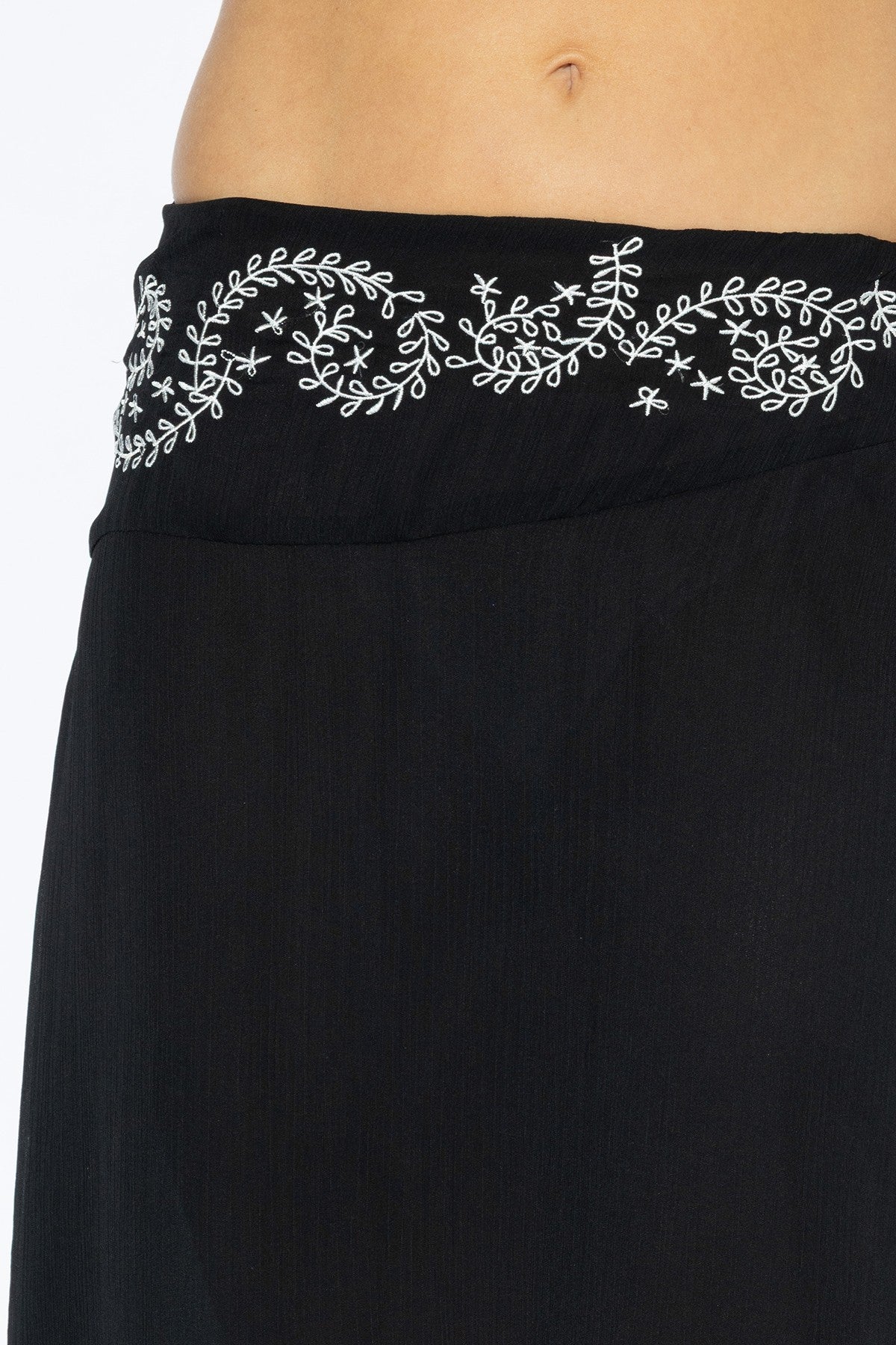 embroidered midi skirt