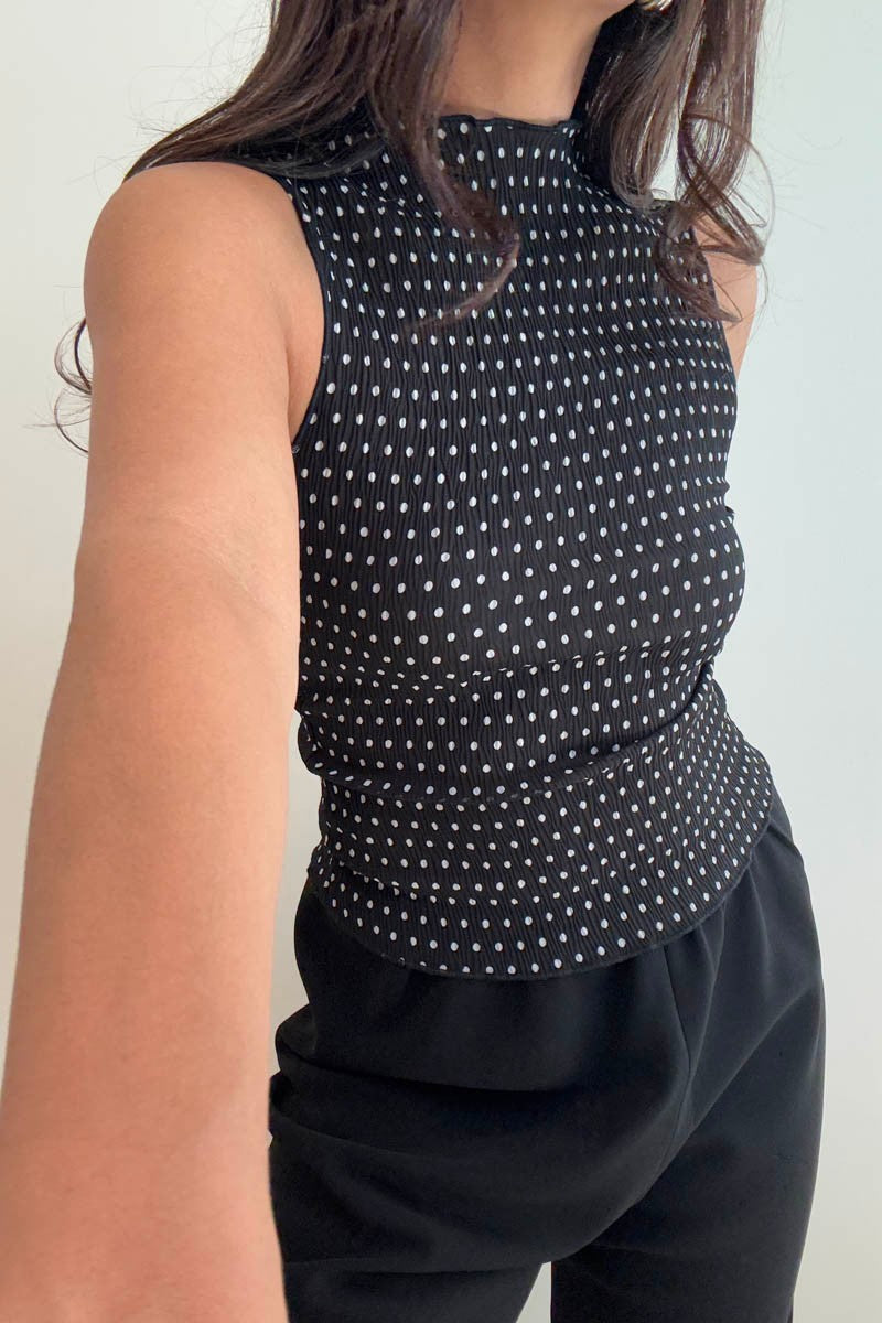 polka dot plisse top
