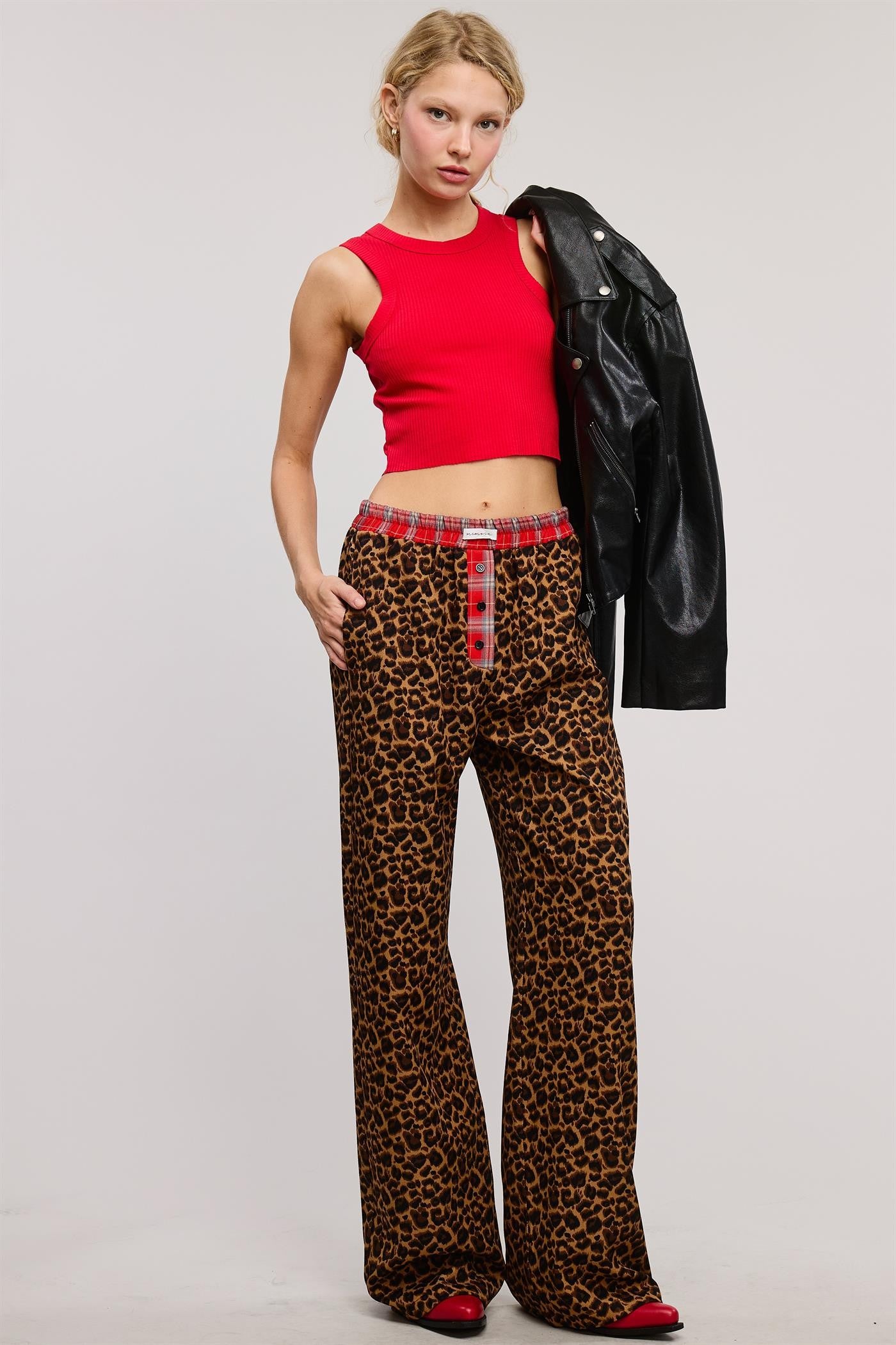 leopard flannel pajama pant