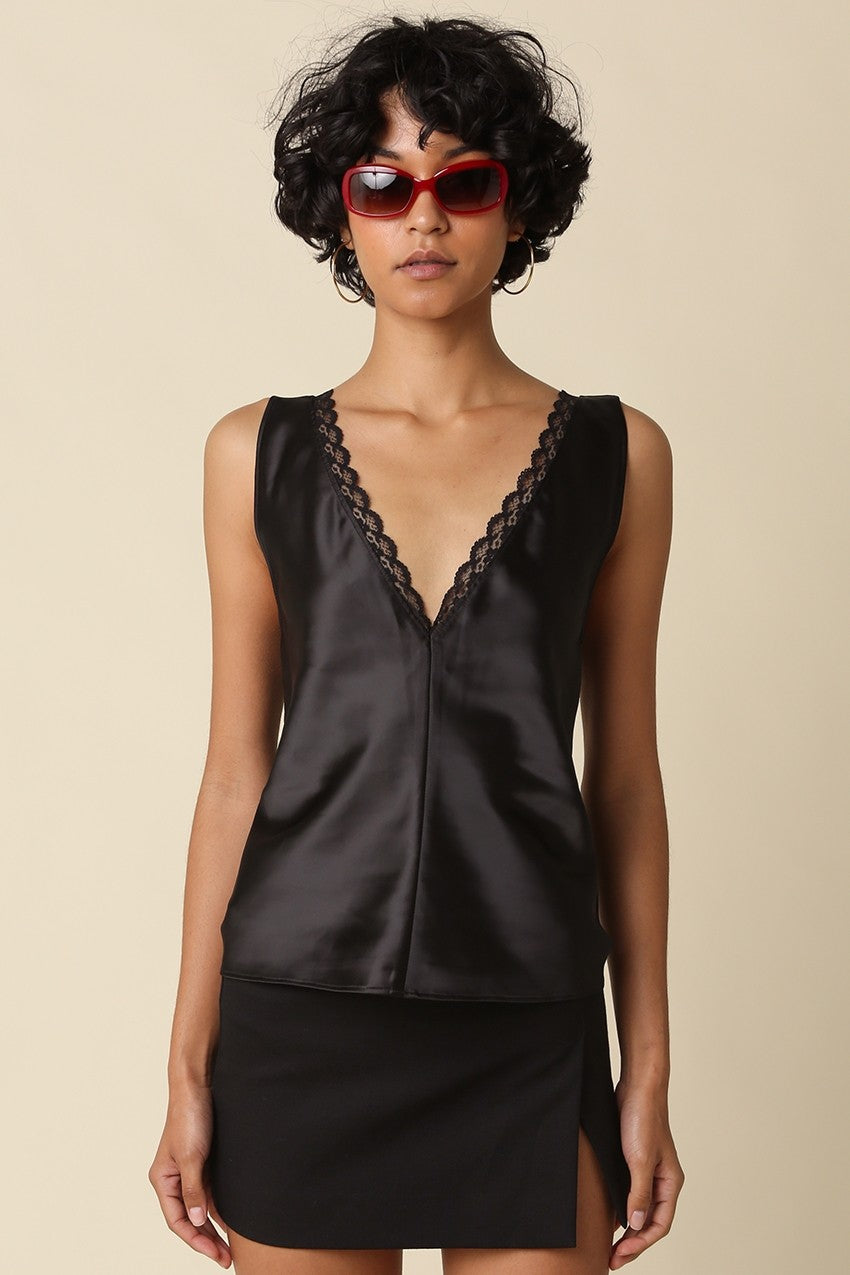 noir lace trim tank