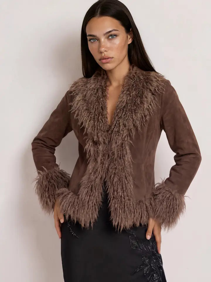donatella fur trim jacket
