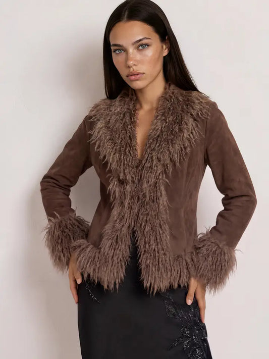 donatella fur trim jacket