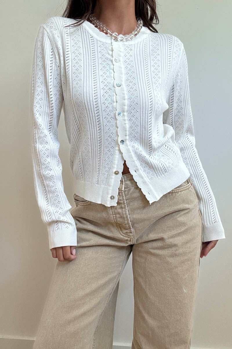 sally pointelle knit cardigan