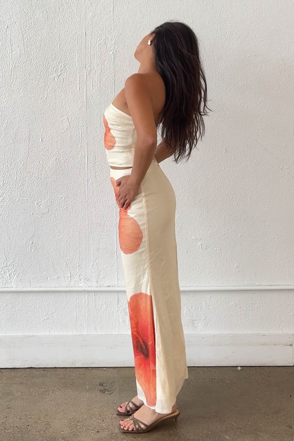 floral sequin maxi skirt