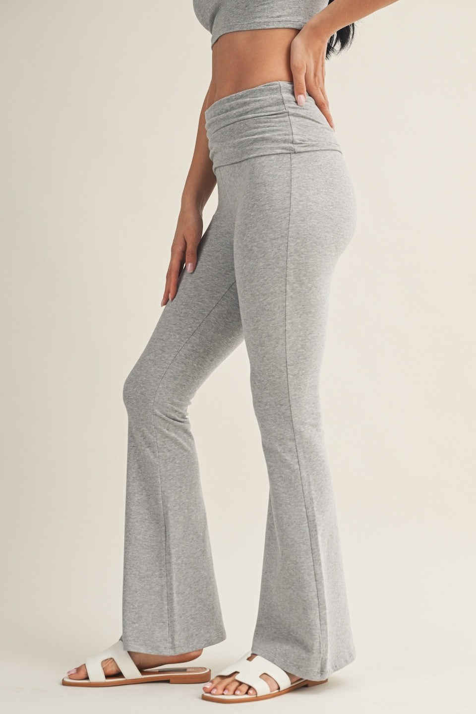 soft knit foldover pants