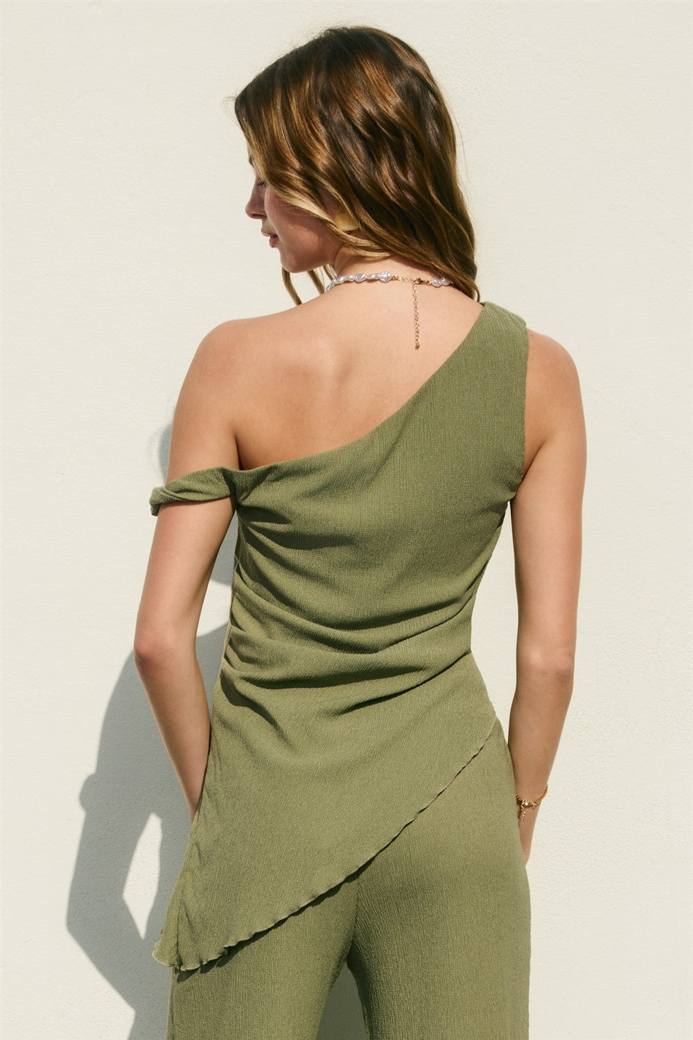soft stretch asymmetrical top