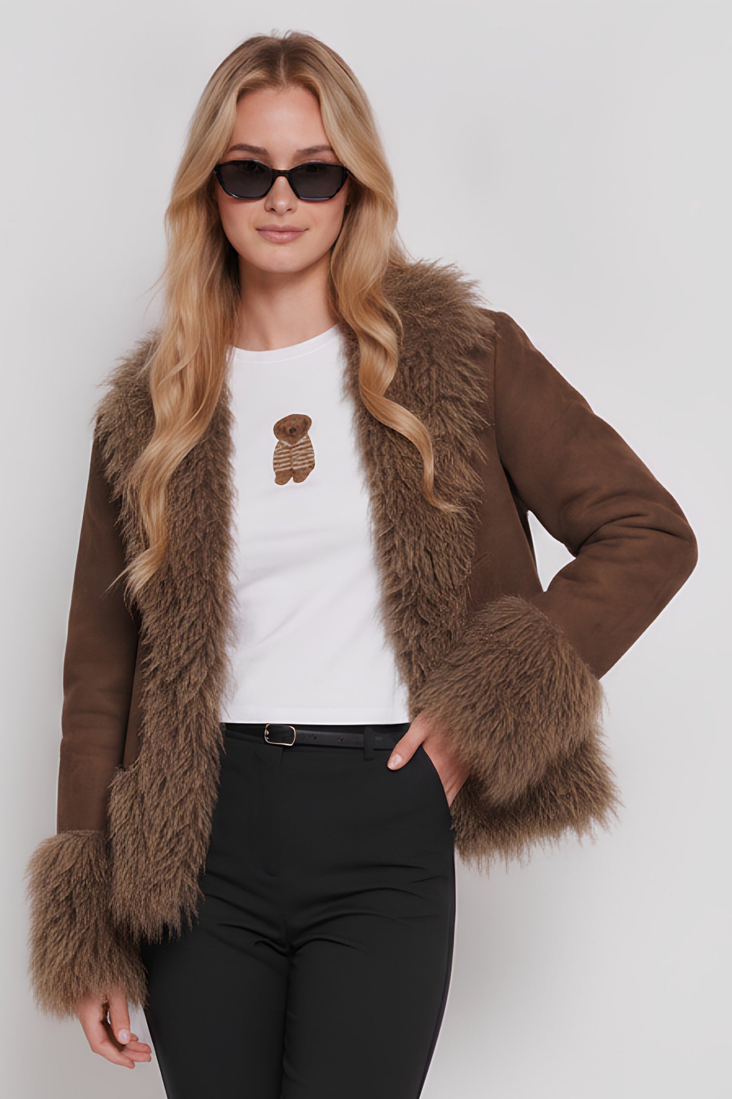 donatella fur trim jacket