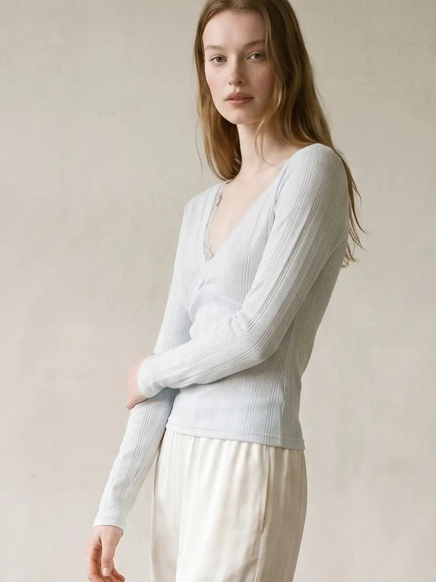 pointelle lace top