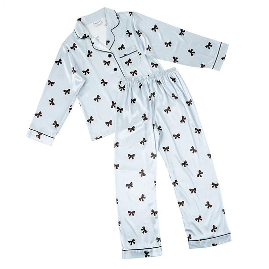 bow satin pajama set