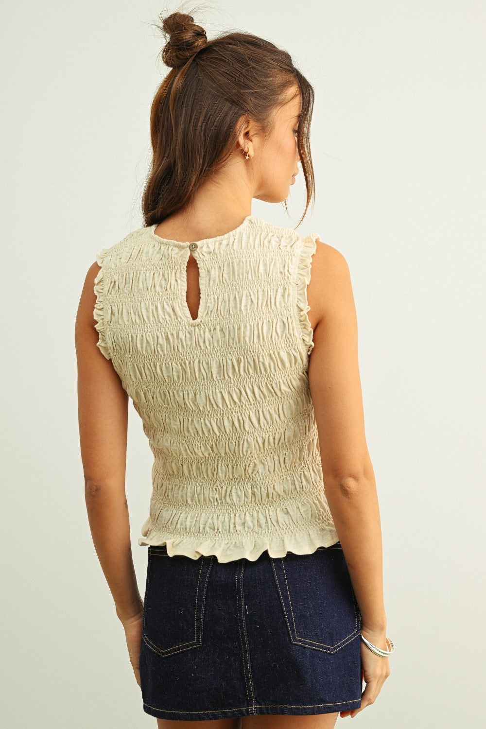 smocked sleeveless top