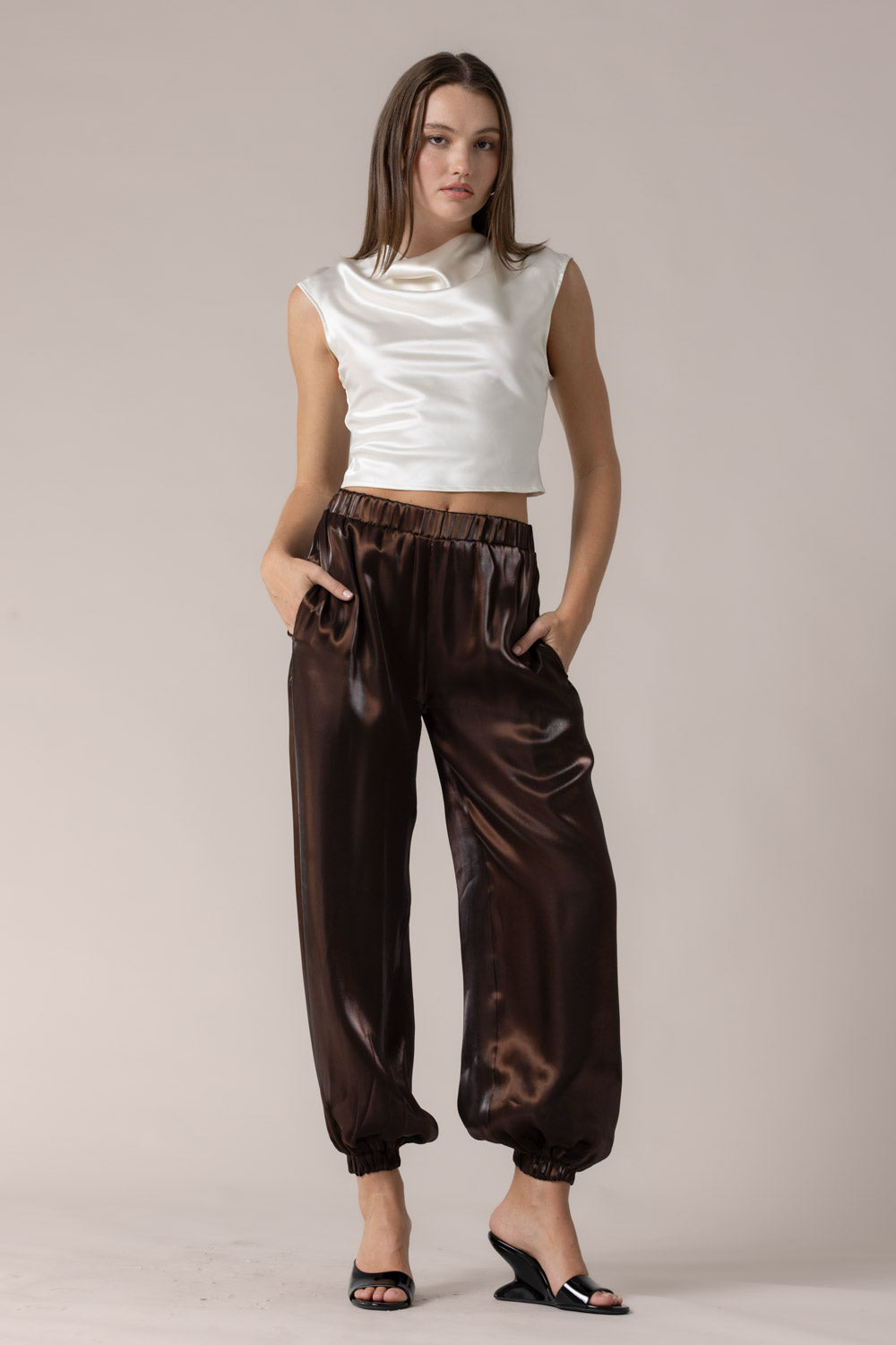 satin balloon pants