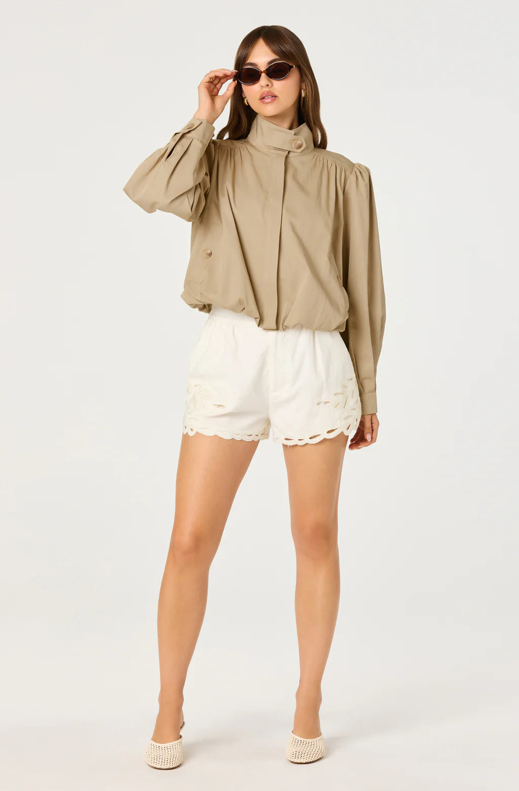 estero gathered sleeve bomber jacket
