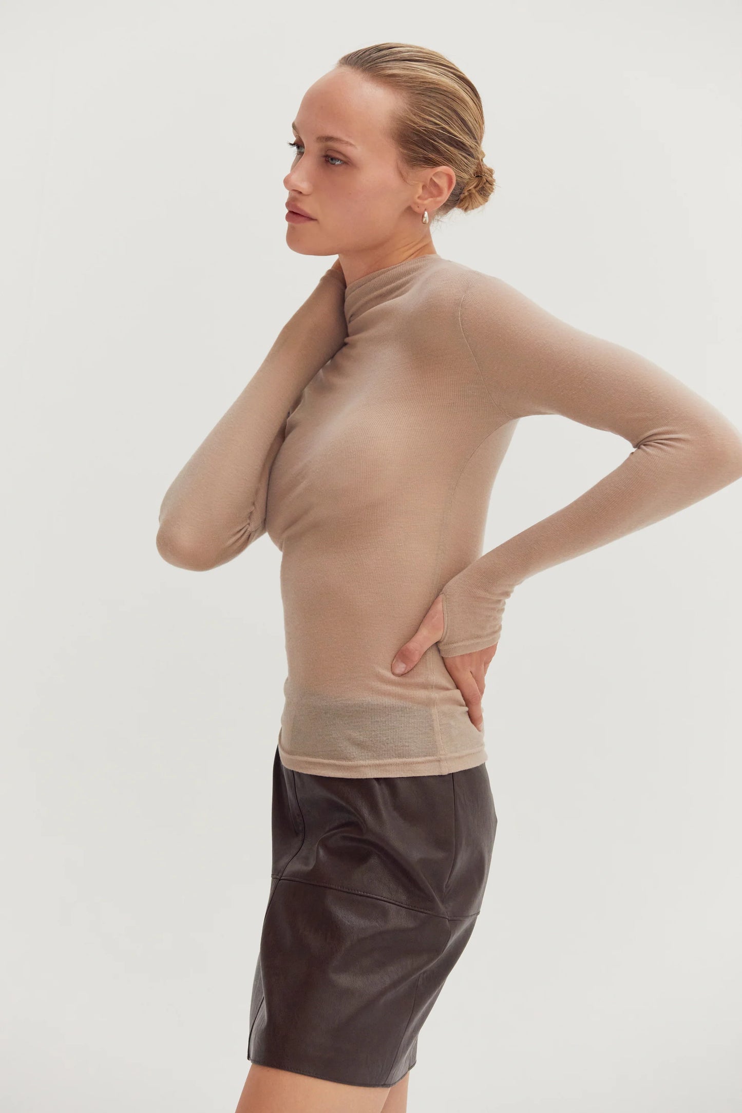 sheer mock neck top