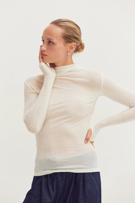 sheer mock neck top