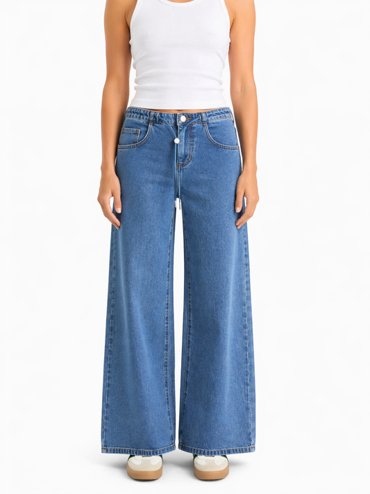 no waistband wide leg jeans