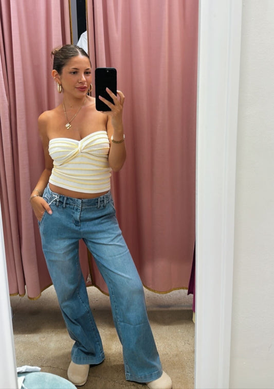 chambray wide leg pants