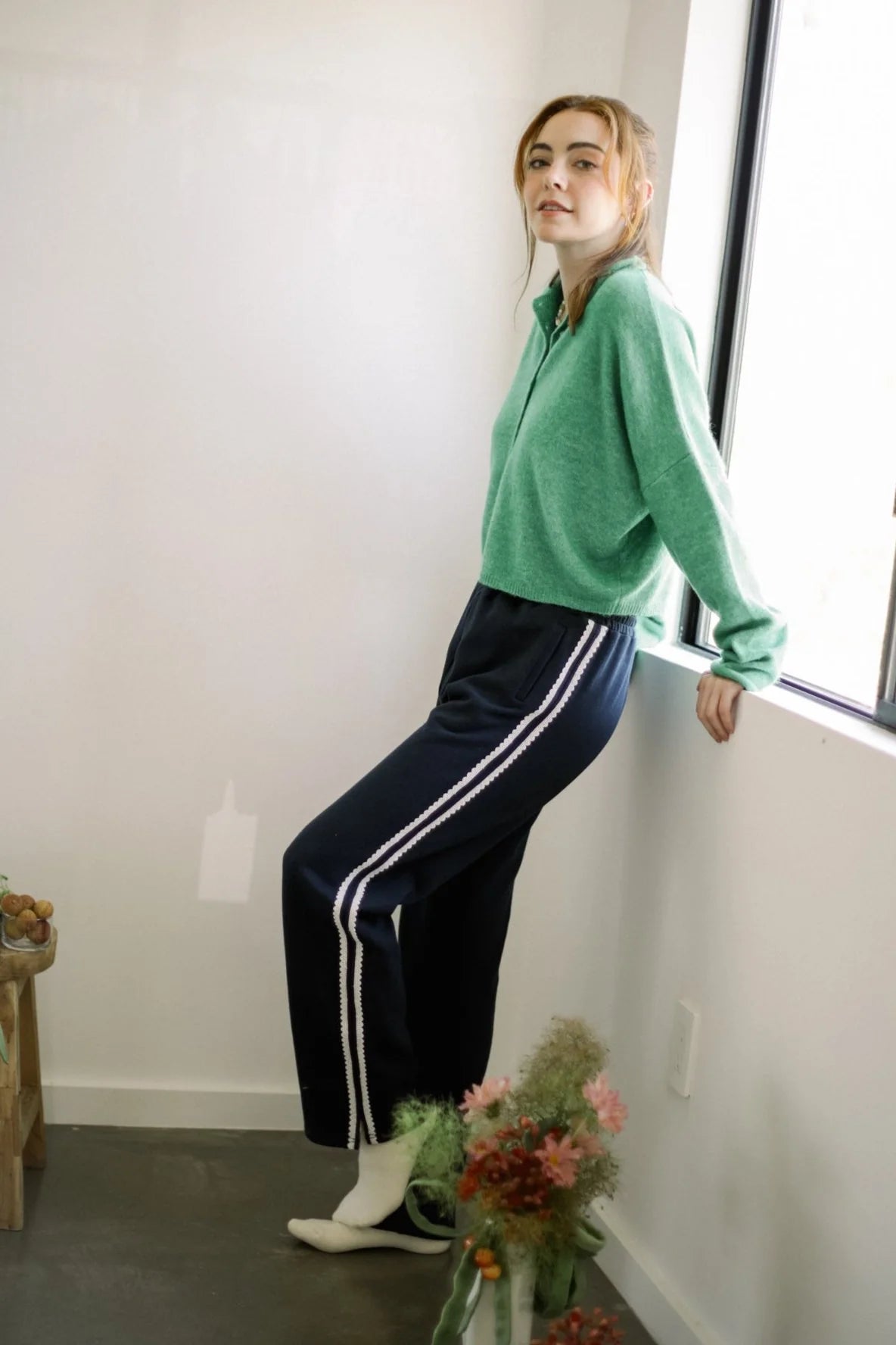 lace stripe track pants