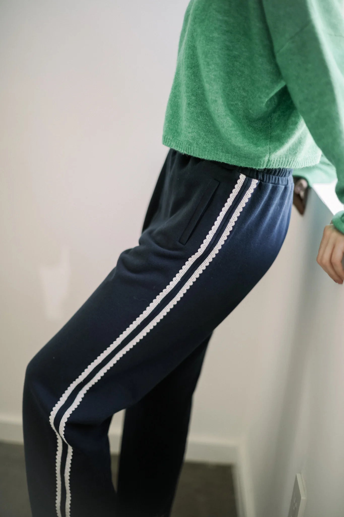 lace stripe track pants