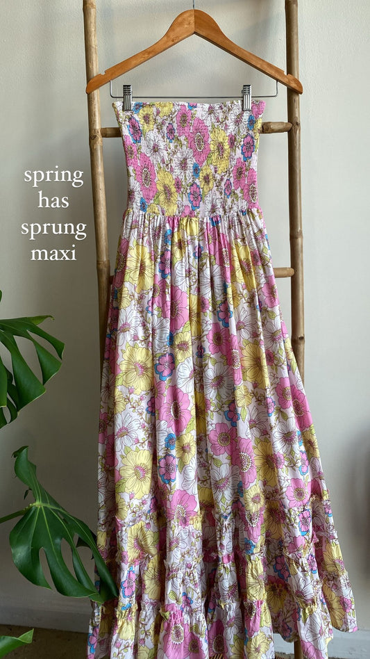 spring has sprung maxi dress