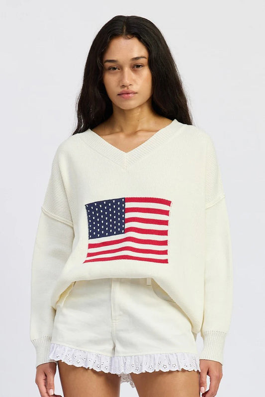 v neck patriot sweater
