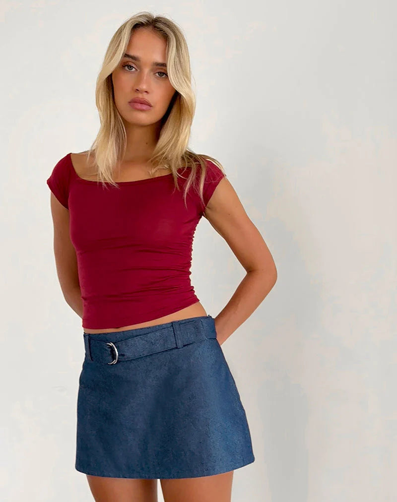 marine belt mini skirt