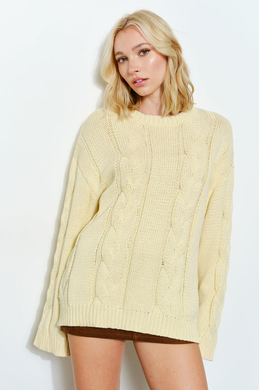 prudence cable knit sweater