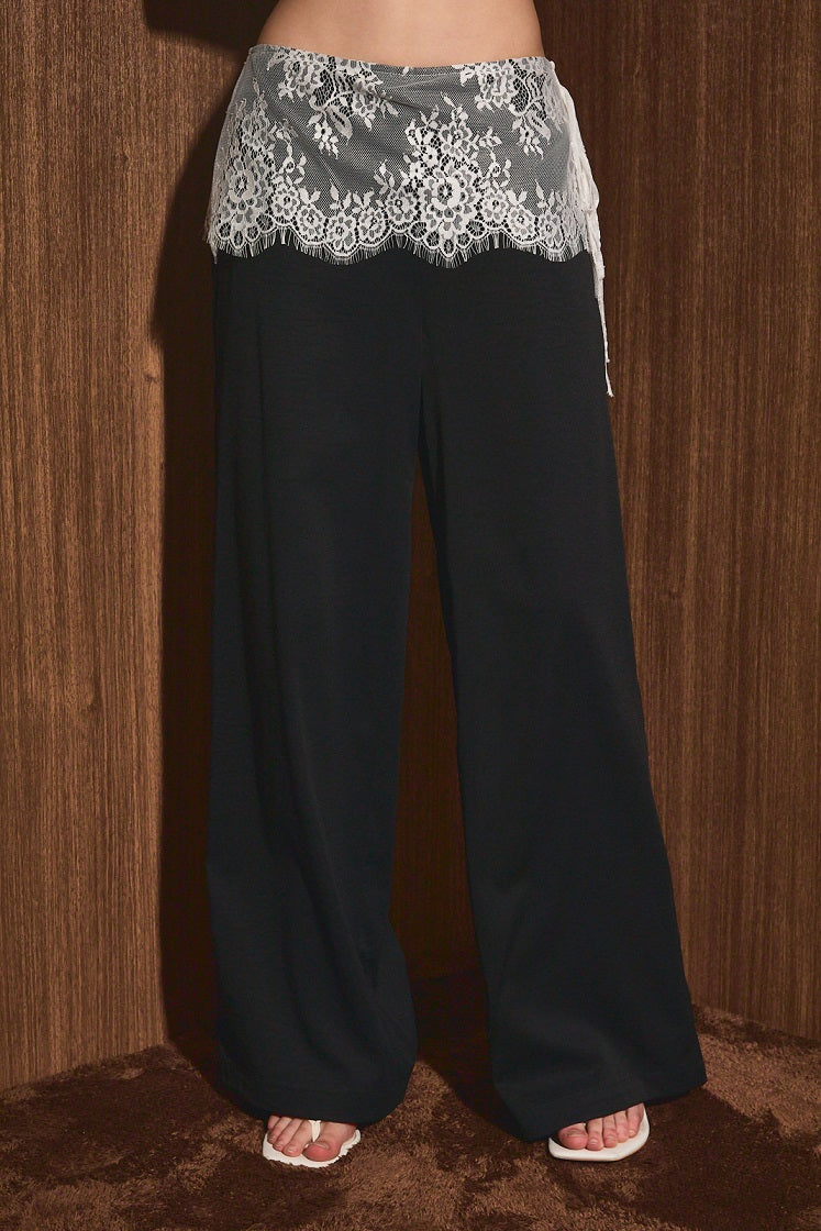 lace overlay pants