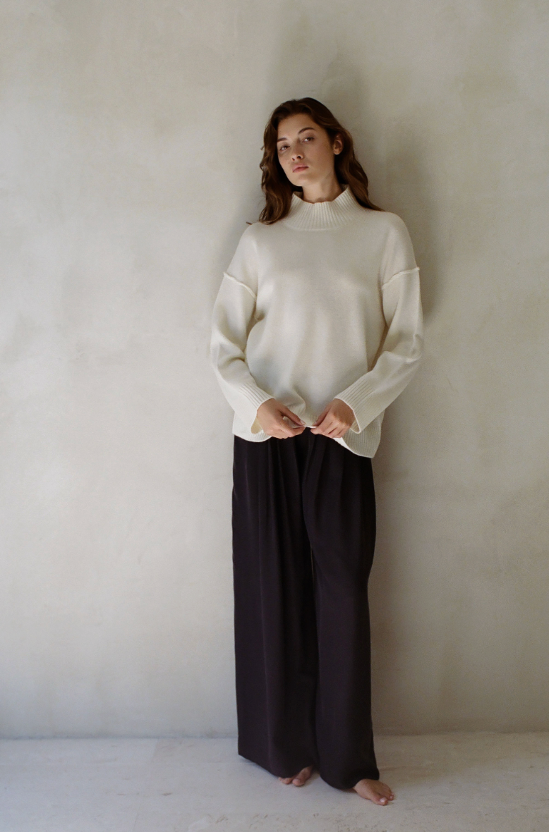 cashmere blend mock neck sweater