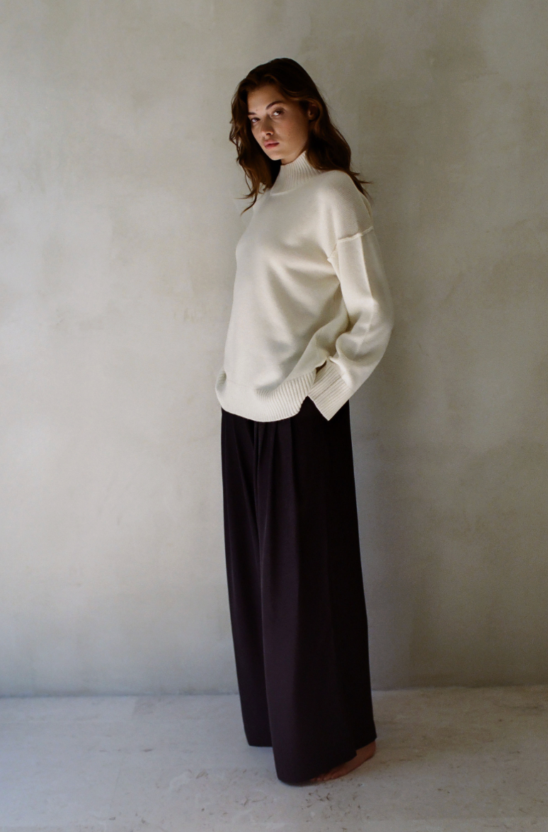 cashmere blend mock neck sweater