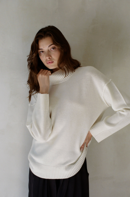 cashmere blend mock neck sweater