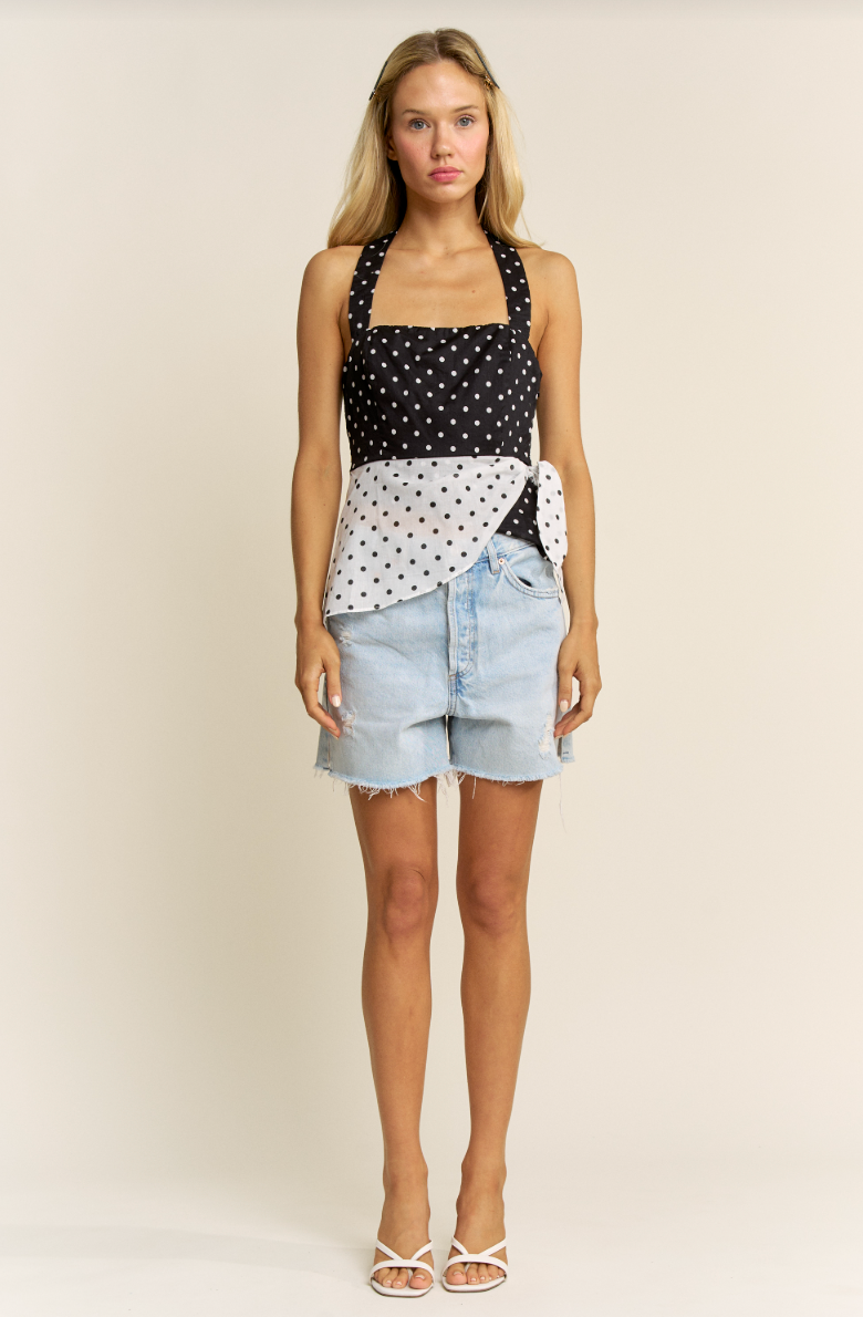 polka dot wrap top