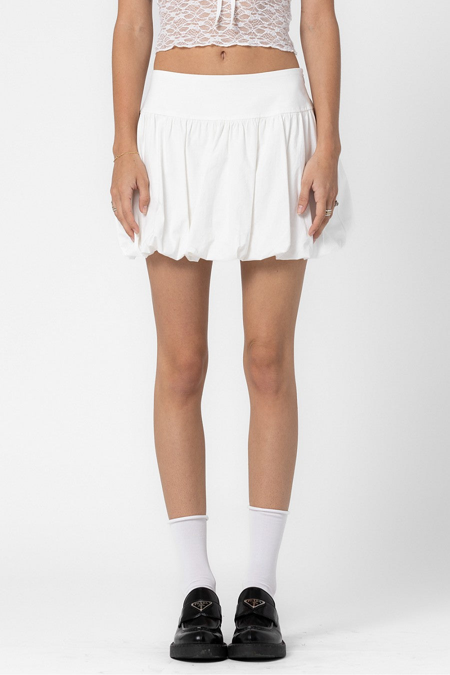 bubble hem mini skirt