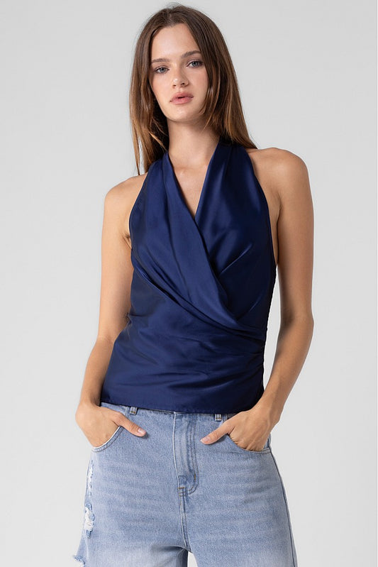 satin cowl neck top