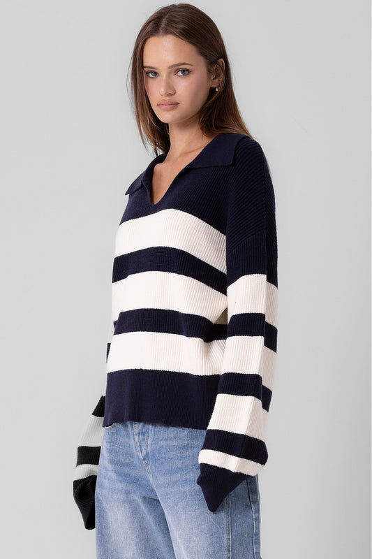 striped collared sweater